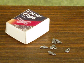 miniature box of paperclips